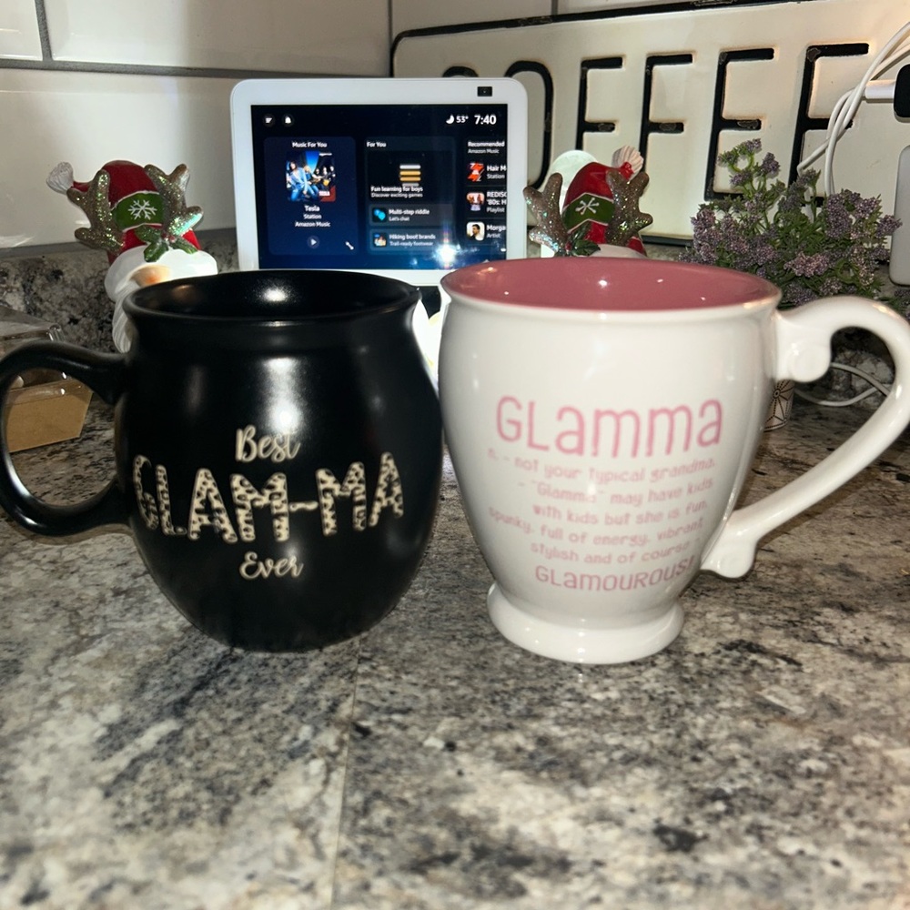 Glamma Leopard Black and Glamma White/Pink Large Mug Set